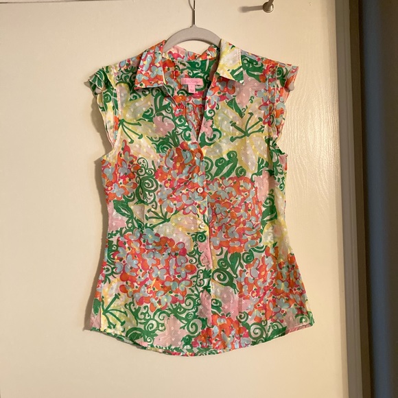 Lilly Pulitzer ruffle sleeve top - Picture 1 of 4